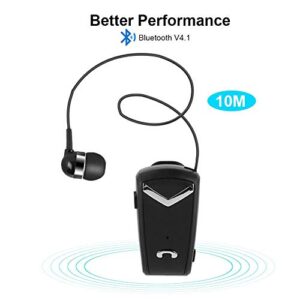 Zerone Fineblue Wireless Bluetooth Headset, in-Ear Retractable Business Noise Cancelling Lavalier Earphone with Mic Suitable for Business/Workout/Driving