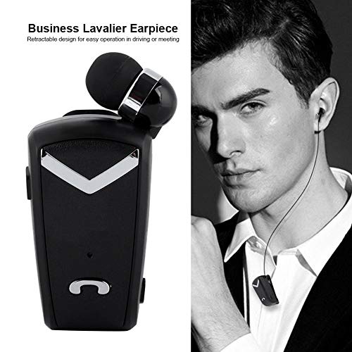 Zerone Fineblue Wireless Bluetooth Headset, in-Ear Retractable Business Noise Cancelling Lavalier Earphone with Mic Suitable for Business/Workout/Driving