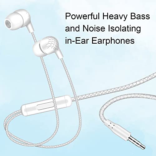 HoneyAKE Wired Earbuds Headphones with Microphone 3 Pack, in-Ear Headphones, 3.5mm Jack Noise Isolating Wired Earbuds Heavy Bass Stereo Volume Control for Android, iPhone, Samsung, Computer, iPad,MP3