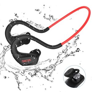 YYK Bone Conduction Headphones On-Ear Earbuds Built-in Noise-Canceling Mic,IPX7 Waterproof Sports Wireless Earphones Bluetooth Headphones for Workout Running Red