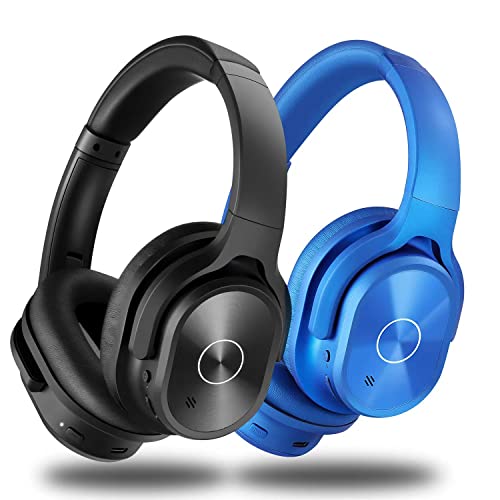 2 Items,1 Black Zihnic Active Noise Cancelling Headphones Bundle with 1 Blue Zihnic Bluetooth Wireless Headset