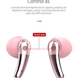 Aresrora Wireless Earbuds,TWS Bluetooth 5.1 in-Ear Headphones,TWS Wireless Earbuds with Type-c Charging Interface, Touch Control Earphones and Hi-Fi Stereo Sound Headset for iPhone and Android (Pink)