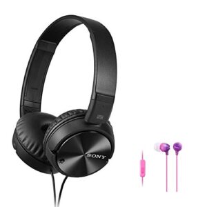 sony mdrzx110nc noise cancelling headphones (black) bundle with mdr-ex15ap ex series earbuds with mic (2 items)