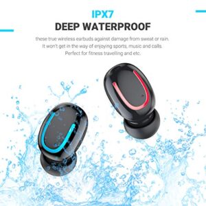 CUIZI Wireless Earbuds Bluetooth Headphones,5.0 HD Stereo Sound Wireless Headset, IPX7 Waterproof Headphones Built-in Mic, Noise Canceling,Long Playtime, with Charging Case