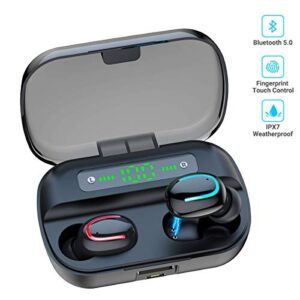 CUIZI Wireless Earbuds Bluetooth Headphones,5.0 HD Stereo Sound Wireless Headset, IPX7 Waterproof Headphones Built-in Mic, Noise Canceling,Long Playtime, with Charging Case