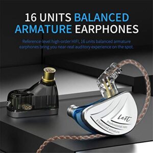 YINYOO KZ AS16 in Ear Monitor IEM Metal Headphones Earphones HiFi Stereo Sound Earbuds Noise Cancelling Ear Buds with 8BA 0.75mm 2pins Cable (with mic, Blue)