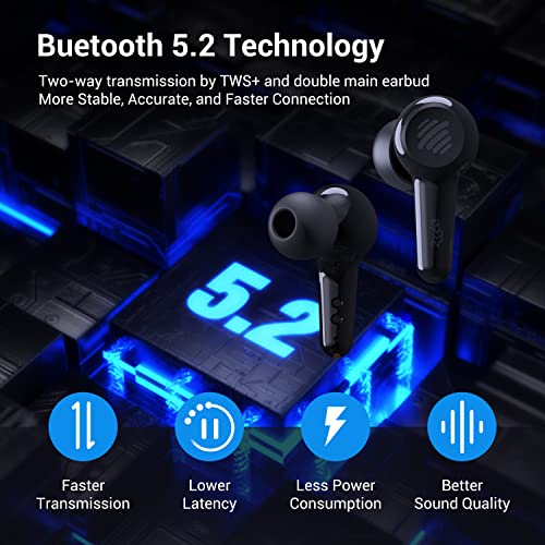 233621 Pearl II Pro Hybrid Active Noise Cancelling Earbuds, Bluetooth 5.2 Stereo Earphones with ANC, QCC3046, aptX Adaptive, 10mm Driver Premium Deep Bass Wireless Headset, Transparency Mode, 24 Hrs