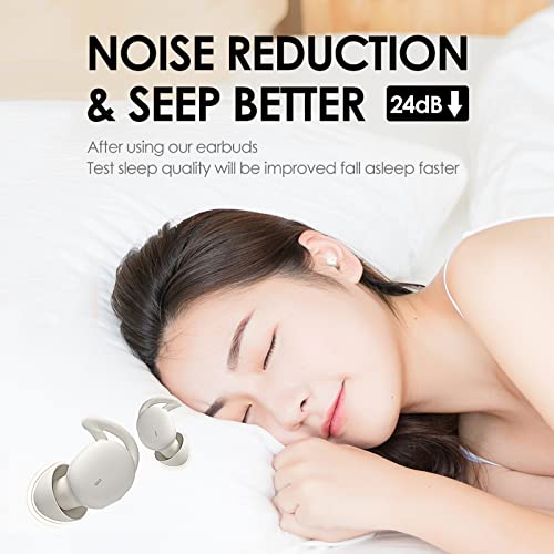 Xmenha Sleep Earbuds Noise Cancelling for Sleeping Bluetooth Headphones Ultra Smallest Invisible Mini Wireless Ear Buds for Side Sleepers Quieton Tiny Sleepbuds Stereo HiFi Sound for Android iOS