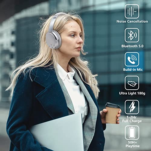 Srhythm NC35 Noise Cancelling Headphones Real Over Ear Wireless Lightweight Durable Foldable Bluetooth Headset Bundles with Comfortable&Soft Sleep Mask with Adjustable Strap to Block Light
