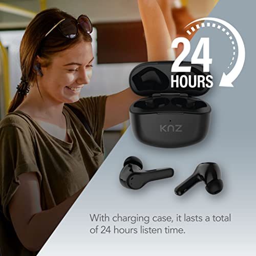 KNZ PUREFECT True Wireless Stereo Earbuds with Hybrid Active Noise Cancellation, Environmental Noise Cancellation (ENC) and Ambient Mode, Bluetooth 5.2, Wireless Charging, USB C, IPX5, Immersive Sound