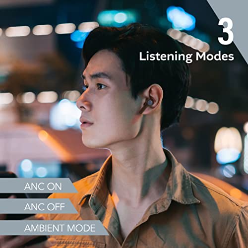 KNZ PUREFECT True Wireless Stereo Earbuds with Hybrid Active Noise Cancellation, Environmental Noise Cancellation (ENC) and Ambient Mode, Bluetooth 5.2, Wireless Charging, USB C, IPX5, Immersive Sound