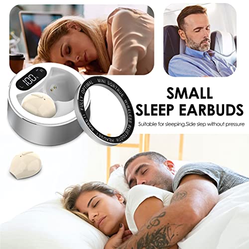 Xmenha Smallest Invisible Earbuds Wireless Bluetooth Secret Hidden Headphones for Work Small Tiny Ear Buds for Sleeping Music Comfort Mini Sleep Earbuds for Side Sleepers White