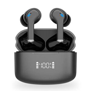 wireless earphones, eranova bluetooth earbuds 4 mics enc noise canceling 30h playtime ipx6 waterproof deep bass touch control usb-c fast charge in-ear headphones for iphone android sports black