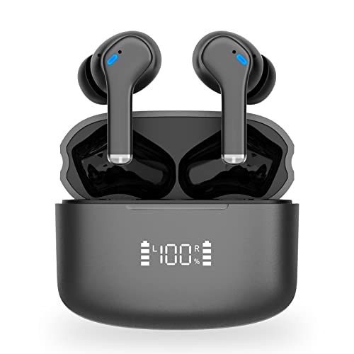 Wireless Earphones, Eranova Bluetooth Earbuds 4 Mics ENC Noise Canceling 30H Playtime IPX6 Waterproof Deep Bass Touch Control USB-C Fast Charge in-Ear Headphones for iPhone Android Sports Black