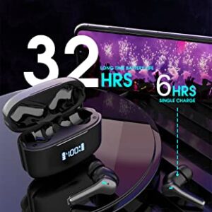 Wireless Earphones, Eranova Bluetooth Earbuds 4 Mics ENC Noise Canceling 30H Playtime IPX6 Waterproof Deep Bass Touch Control USB-C Fast Charge in-Ear Headphones for iPhone Android Sports Black