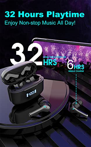 Wireless Earphones, Eranova Bluetooth Earbuds 4 Mics ENC Noise Canceling 30H Playtime IPX6 Waterproof Deep Bass Touch Control USB-C Fast Charge in-Ear Headphones for iPhone Android Sports Black