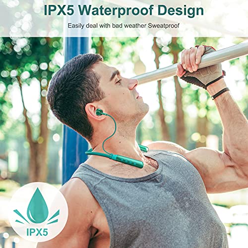 HTC Bluetooth Headphones, ANC in Ear Sport Earbuds IPX5 Waterproof Bluetooth 5.0 Stereo Sounds Wireless Earphones w/Mic, Noise Cancelling Headsets w/16 Hrs Playtime for Gym Jogging