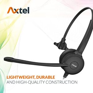 Axtel Bundle Prime HD Mono NC with AXC-01 RJ-9 Cable - Headset with Noise Cancelling Microphone for IP Desk Phones Avaya 2400/4600 Series, Mitel 6800 Series, NEC DTL/ITL, Nortel, Polycom VVX - Black