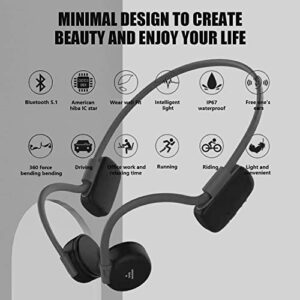 LIBMING Bone Conduction Headphones for Swimming, IPX6 Open-Ear Wireless Sport Earphones Headset for Running, Diving Water, Gym, Spa，Black