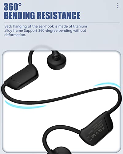 LIBMING Bone Conduction Headphones for Swimming, IPX6 Open-Ear Wireless Sport Earphones Headset for Running, Diving Water, Gym, Spa，Black
