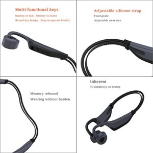 AfterRuenz Waterproof Bone Conduction Headphones Wireless Bluetooth 5.0 IP68 Headset with Mic Built-in 16 GB MP3 Player Open Ear for Swimming Running Driving Gym (Gray)