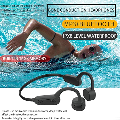 LeBoomon Waterproof Bone Conduction Headphones Wireless Bluetooth 5.0 Built-in 16G Mp3 Player IP68 Waterproof Swimming Headset with Mic for Running Swimming Cycling Gym