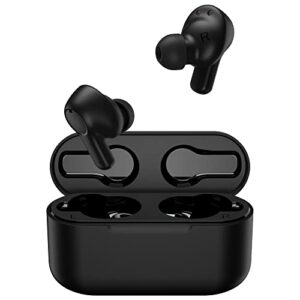 omthing wireless earbuds bluetooth 5.2, in-ear headphones with 4 enc mics for clear call, 7mm dynamic driver, ipx5 waterproof, 23h playtime, black