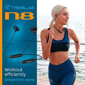 TREBLAB N8 – Magnetic Neckband Wireless Running Earphones Sports - Lightweight, IPX5 Waterproof Earbuds, Noise Canceling Wireless Headphone Bluetooth 5 with Mic for Gym Workout. Sports Headphones 2019