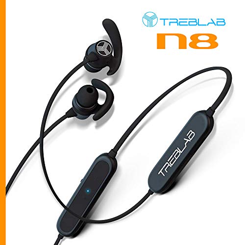 TREBLAB N8 – Magnetic Neckband Wireless Running Earphones Sports - Lightweight, IPX5 Waterproof Earbuds, Noise Canceling Wireless Headphone Bluetooth 5 with Mic for Gym Workout. Sports Headphones 2019