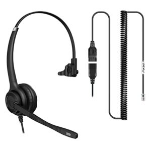 axtel bundle elite hdvoice mono nc with axc-03 cable | noise cancellation – compatible with yealink t2, t4, t5 series ip phones