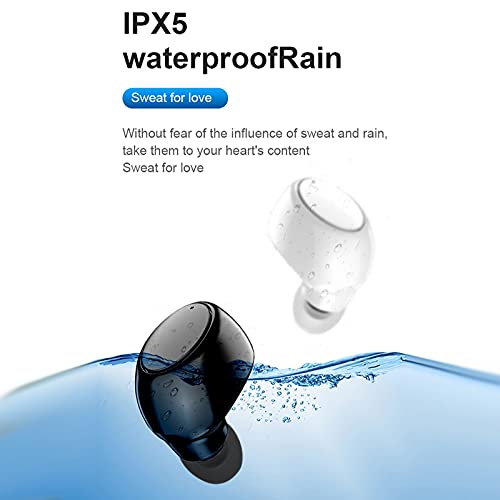 LiadFngKA True Wireless Earbuds Bluetooth Headphones IPX5 Waterproof Stereo Earphones in-Ear Built-in Mic Mini Deep Bass Headset for Sport (Black)