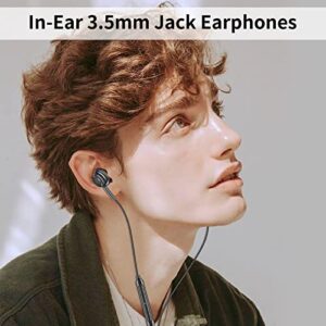 HoneyAKE 3.5mm Jack Wired Headphones for Samsung Galaxy S10 S10e Plus S8 Plus Wired Earphones Earbuds Stereo in-Ear Noise Canceling Headset Earphone with Microphone for Samsung Note 8, Black