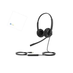 twa yealink bundle of professional usb wired headset uh34-lite-dual-teams with crystal clear audio teams optimized usb compatible with office meeting rooms zoom & teams and microfiber cloth