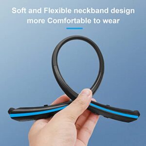 Neckband Bluetooth Headphones, Retractable Earbuds Wireless Headset Sports Noise Cancelling Stereo Earphones with Microphone Compatible with iPhone, Android, Samsung, iPad, PC