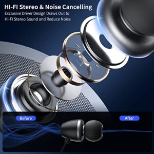 Neckband Bluetooth Headphones, Retractable Earbuds Wireless Headset Sports Noise Cancelling Stereo Earphones with Microphone Compatible with iPhone, Android, Samsung, iPad, PC