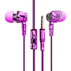 design nylon braided crack earphone cloth rope earpieces stereo bass mp3 music headset with microphone for cellphone mp3 mp4 (pink)