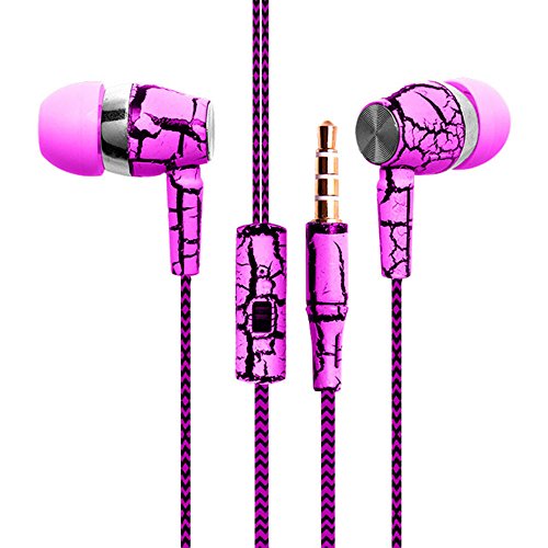 Design Nylon Braided Crack Earphone Cloth Rope Earpieces Stereo Bass MP3 Music Headset with Microphone for Cellphone MP3 MP4 (Pink)