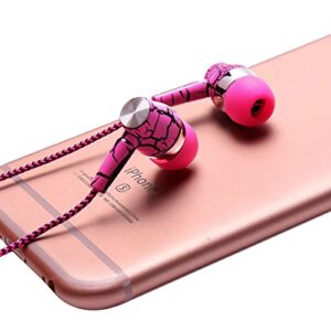 Design Nylon Braided Crack Earphone Cloth Rope Earpieces Stereo Bass MP3 Music Headset with Microphone for Cellphone MP3 MP4 (Pink)