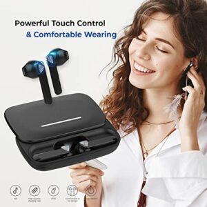 OULOO iPods Earbuds TWS 5.0 Real HiFi Noise Cancelling Headphones Microphone Touch Technology Call Bass Sound for Business use Music Home and Sleeping Earbuds