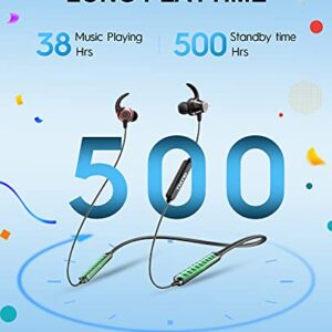 Tecno Wireless Active Noise Cancelling Bluetooth Headphones with Microphone, 38HRS Playtime Neckband Bluetooth Headphones