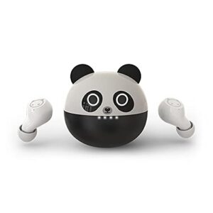 jinpei cute panda wireless earphones, waterproof, noise cancelling in-ear erbuds, tws stereo headphones, built in mic headset premium sound with deep bass