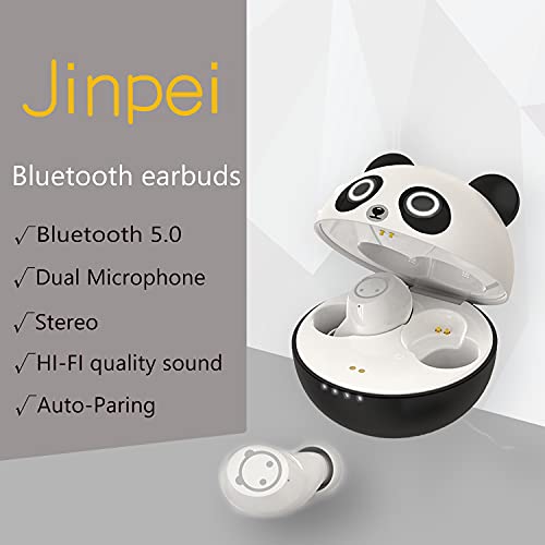 Jinpei Cute Panda Wireless Earphones, Waterproof, Noise Cancelling in-Ear erbuds, TWS Stereo Headphones, Built in mic Headset Premium Sound with deep Bass