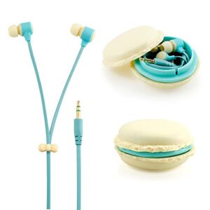 GEARONIC TM Cute 3.5mm in Ear Earphones Earbuds Headset with Macaroon Ear Buds Organizer Box Case Compatible with Smart Phones PC MP3 (Beige)