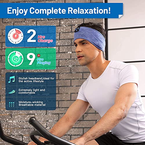 Sleep Headphones Bluetooth Headband, Perytong Sports Bluetooth Headband Headphones with Thin Speakers, Sleep Earbuds, Sleeping Headphones for Workout Running Yoga Nap, Gift for Men and Women