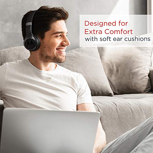 Motorola Escape 220 Over-The-Ear Bluetooth Wireless Headphones - HD Sound, Built-in Microphone, 23-Hour Play Time, Noise Isolation - Foldable & Compact - Black