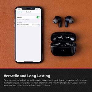 Boston Acoustics - TW1 True Wireless Earbuds, Active Noise-Cancellation, IPX4 Water Resistance, Bluetooth Connection, Apple and Android Compatible, Portable Wireless Charging case - Black