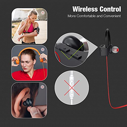 Bluetooth Headphones Wireless Earbuds Bluetooth 5.1 Running Headphones IPX7 Waterproof Earphones with 10 Hrs Playtime HiFi Stereo Noise Cancelling Headsets for Workout Gym