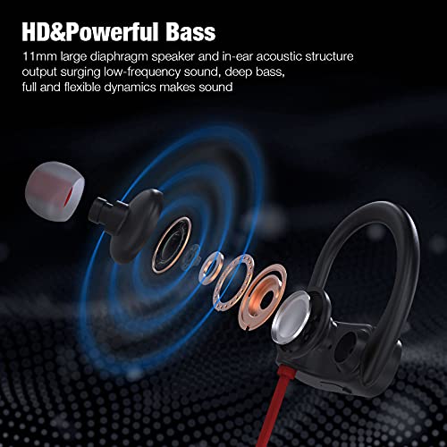 Bluetooth Headphones Wireless Earbuds Bluetooth 5.1 Running Headphones IPX7 Waterproof Earphones with 10 Hrs Playtime HiFi Stereo Noise Cancelling Headsets for Workout Gym