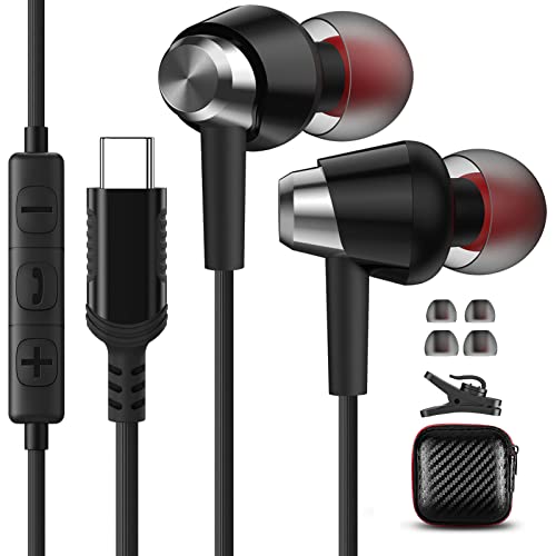 USB C Headphone for Galaxy S23 Ultra S22 S20 FE Pixel 7 Pro,Type C Headphones with Mic Wired Earbuds Magnetic Stereo Volume Control in Ear for iPad Pro Samsung Z Fold 4 Flip 3 Pixel 6 OnePlus 10T 9