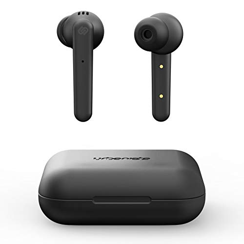 Urbanista Paris True Wireless Earphones 20H Playtime Wireless Charging Case and Bluetooth 5.0, Noise Cancelling Earphones with Touch Controls + Built-in Mic, Compatible with Android and iOS – Black